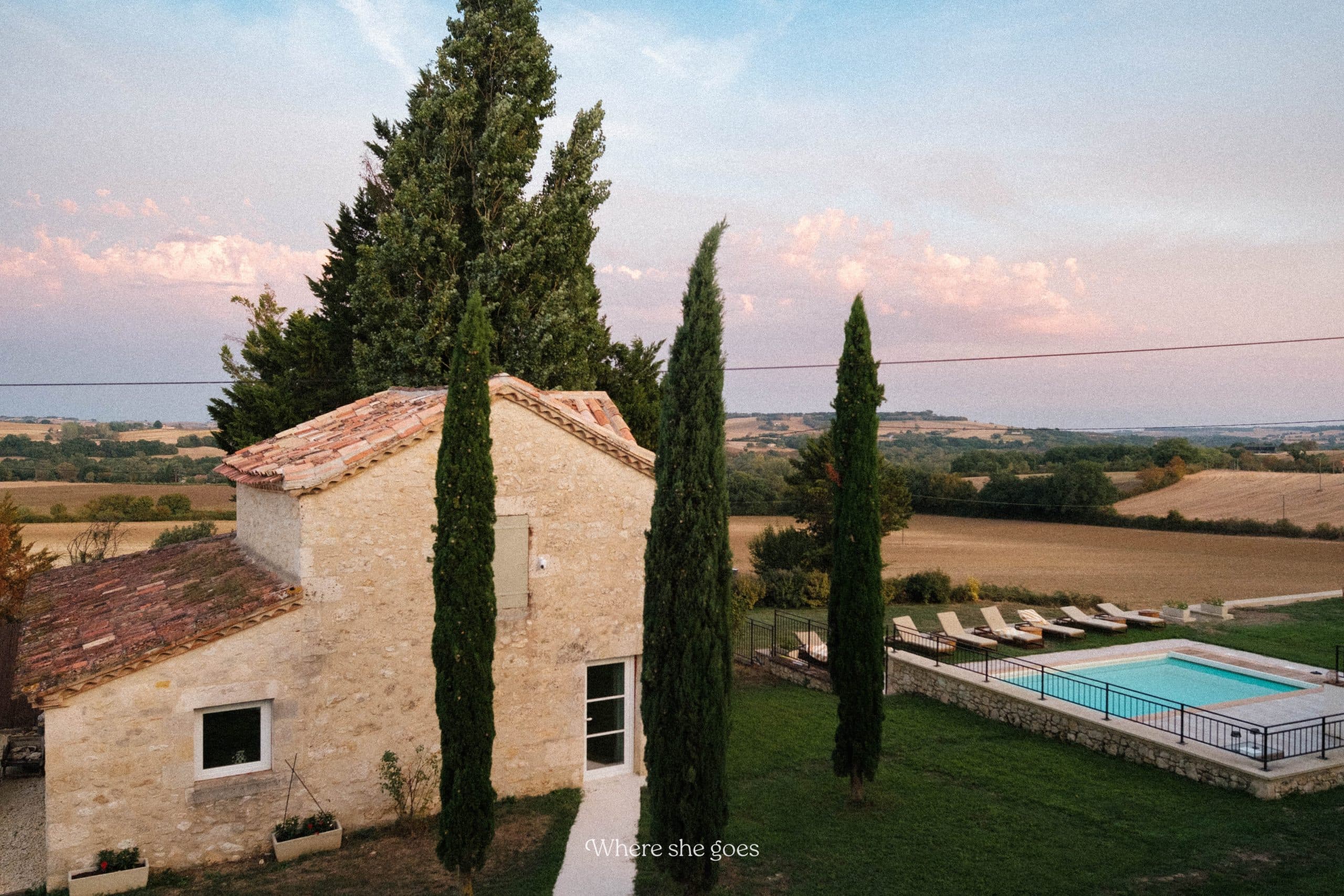 A view from the main building at Plates Farm hotel looking out towards the swimming pool